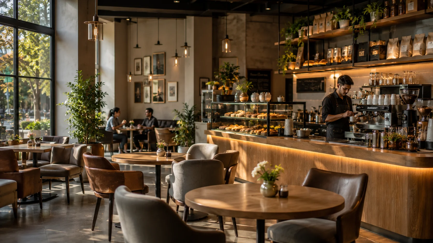 Modern café representing professional food and beverage service
