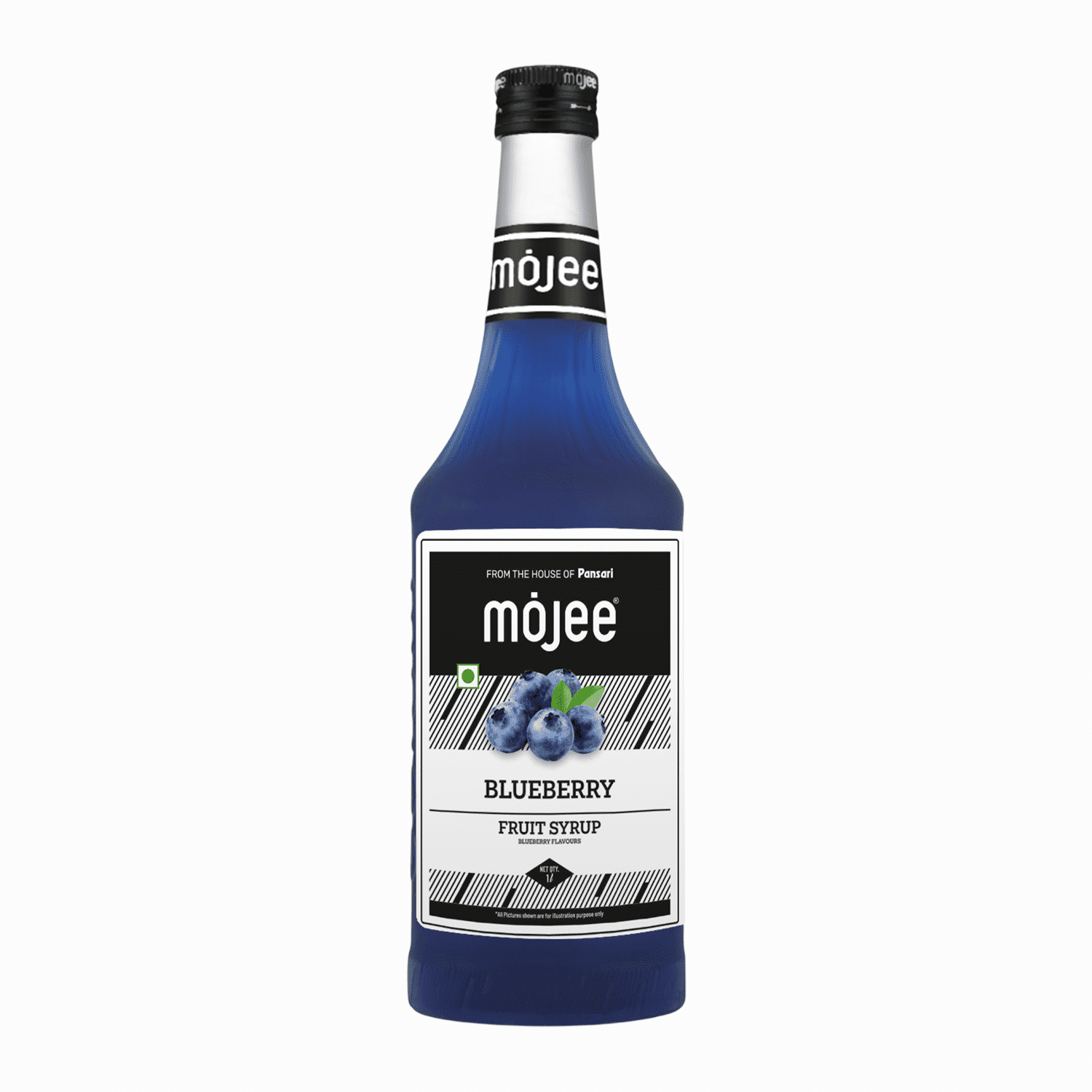 Mojee Blueberry flavour syrup for mocktails and beverages