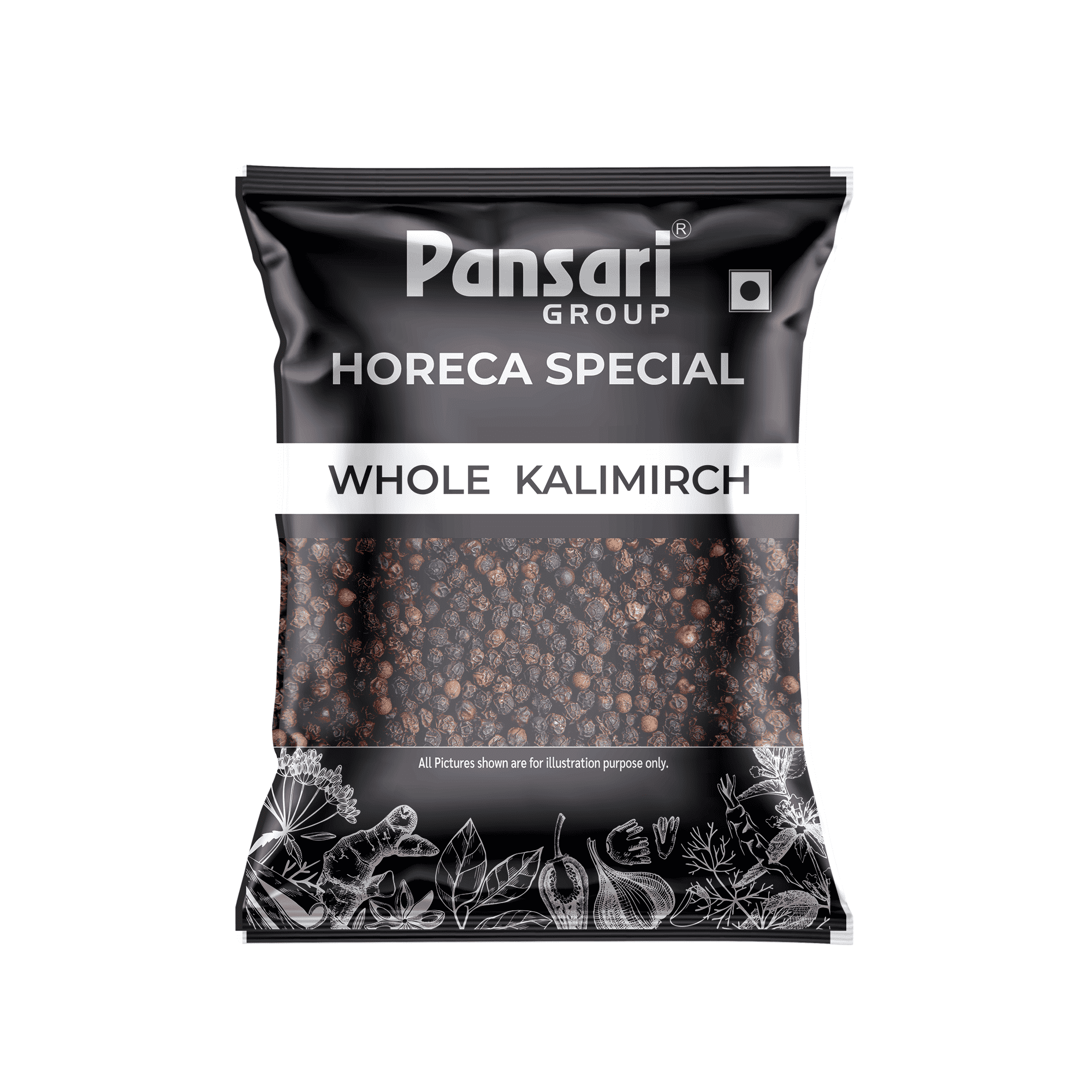 Pansari whole Kali Mirch black peppercorns