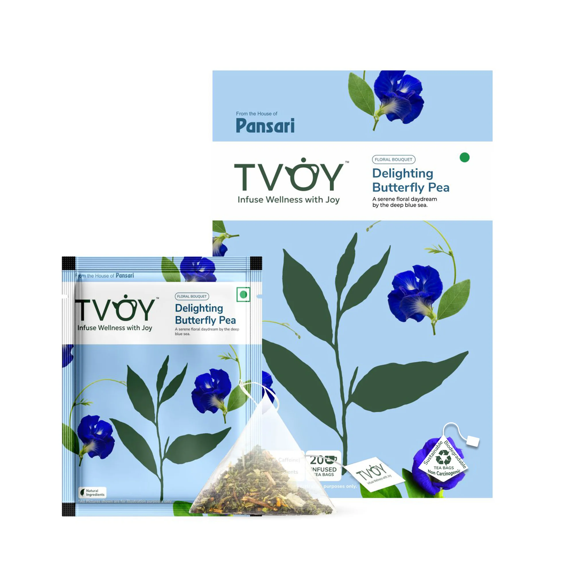 TVOY Delighting Butterfly Pea Tea — magical colour-changing blue herbal tea
