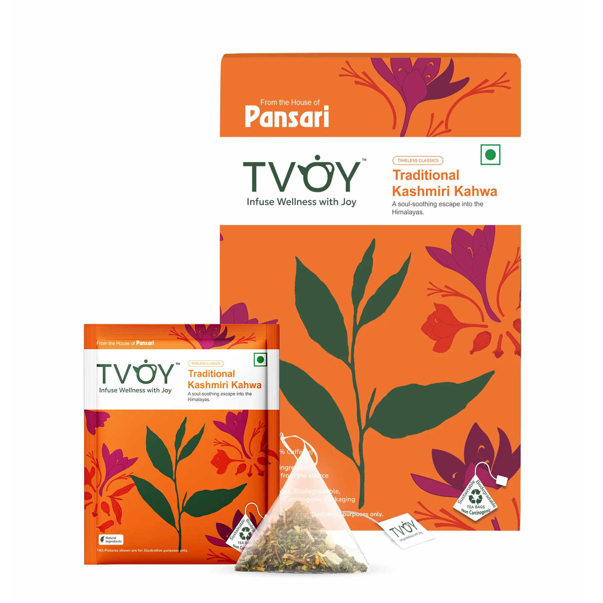TVOY Traditional Kashmiri Kahwa — saffron cardamom spice tea